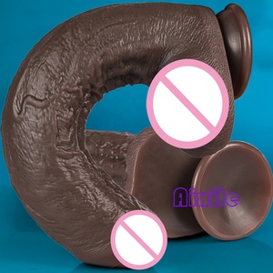 Grand Godemichet Noir en Silicone à Double Densité avec Ventouse, Godemichets Anaux de Grande Taille avec Tige Courbe pour Stimulation du Point G et Étirement Anal Profond - Product Image 5