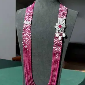 Nhà Máy Bán buôn 925 Sterling bạc Ruby Corundum hạt Multilayer dây chuyền cho phụ nữ Đảng trang sức