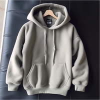 Hoodie polos kelas berat Logo kustom Hoodie gambar Puff besar Sweatshirt Hoodie desain serut ukuran Plus untuk pria
