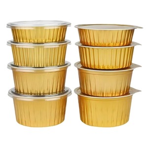 Conteneur alimentaire rond jetable en aluminium avec couvercle en plastique Emballage <span class=keywords><strong>de</strong></span> qualité alimentaire - Product Image 5