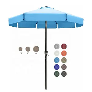 Индивидуальный логотип, дешевый уличный зонтик 9 футов, зонтик для рынка, зонт для патио с наклоном и рукояткой для пляжа, 12 + цветов