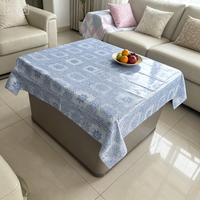 Nappe Imprimée Imperméable en PE, Motif Carreaux de Cuisine Bleus, Housse de Table Jetable pour Table à Manger Domestique, Personnalisation Usine