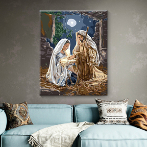 Peinture personnalisée en usine par numéros Dieu la naissance de Jésus bricolage peinture numérique par numéros 24 couleurs - Product Image 2