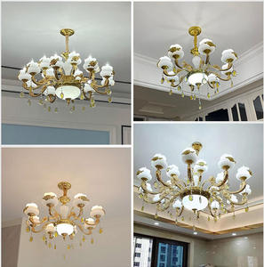 <span class=keywords><strong>Lustre</strong></span> Lumineux, <span class=keywords><strong>Lustre</strong></span> Européen en Cristal pour Villa, Hall, Salle à Manger Moderne, Chambre à Coucher, <span class=keywords><strong>Lustre</strong></span> en Jade Naturel (6 Têtes) - Product Image 3