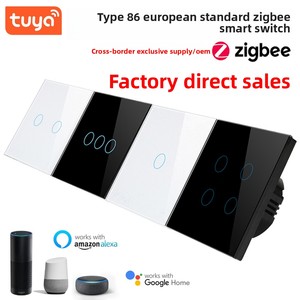 Jrump EU UK ussmart แผงสวิตช์ชนิด86สวิตช์ไฟแบบสัมผัสซิกบีแบบเดี่ยวพร้อม Alexa และ <span class=keywords><strong>Google</strong></span> 240เสียง V แรงดันไฟฟ้าสูงสุด - Product Image 5