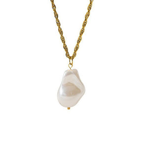 Français haut de gamme boucle fendue pendentif clavicule chaîne boucle d'oreille bijoux élégant géométrique irrégulière perle collier cadeaux pour les femmes - Product Image 1