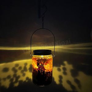 11Oz Sublimation Solar Powered Lantern Double Wall Glass Jar Wind Spinner With Rotating Swivel <b>Hooks</b> <b>Clips</b> - Product Image 2