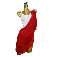 Robe de danse latine rouge pour enfants, costumes de danse, jupes pour filles, scène, femmes, ballet, robe de compétition latine, costume de performance de danse