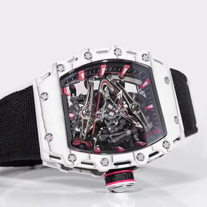 Montre mécanique squelette de luxe pour homme, choix privilégié des hommes riche, boîtier en fibre de carbone, mouvement apparent, bracelet en nylon noir, montre-bracelet sport de luxe - Product Image 2