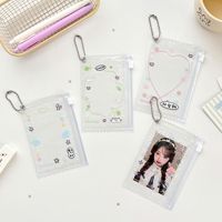 Pochette à fermeture éclair en PVC à pois de 3 pouces, populaire, pour cartes photo, badges, épingles et objets de collection, avec porte-clés mignon et breloque de sac
