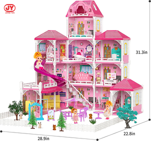 บ้านของเล่นพร้อมตุ๊กตา เฟอร์นิเจอร์ และอุปกรณ์เสริม 4 ชั้น 11 ห้อง บ้านวิลล่า DIY บ้านในฝัน ของขวัญสำหรับเด็กเล็ก - Product Image 2
