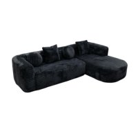 Canapé d'angle moderne en velours côtelé en forme de L avec chaise longue, compressé sous vide, pour salon et appartement, vente en gros