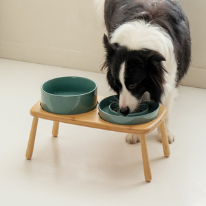 2025 baru Anti-Slip desain khusus keramik lambat sendok makan Pot anjing mangkuk anjing kucing lambat makan mangkuk keramik hewan peliharaan dengan dudukan - Product Image 1