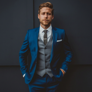 Men's 3 Piece <b>Suit</b> Set with Blazer Waistcoat and Trousers Slim Fit Formal Business Wear Wedding Groom Reception Office Meeting - Product Image 1