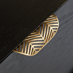 Qiansi HK0058 Leaf Shape Light Luxury Furniture Drawer <strong>Copper</strong> <strong>Handle</strong> Furniture Wardrobe Drawer Pull Knob Brass Door <strong>Handle</strong> - Product Image 4
