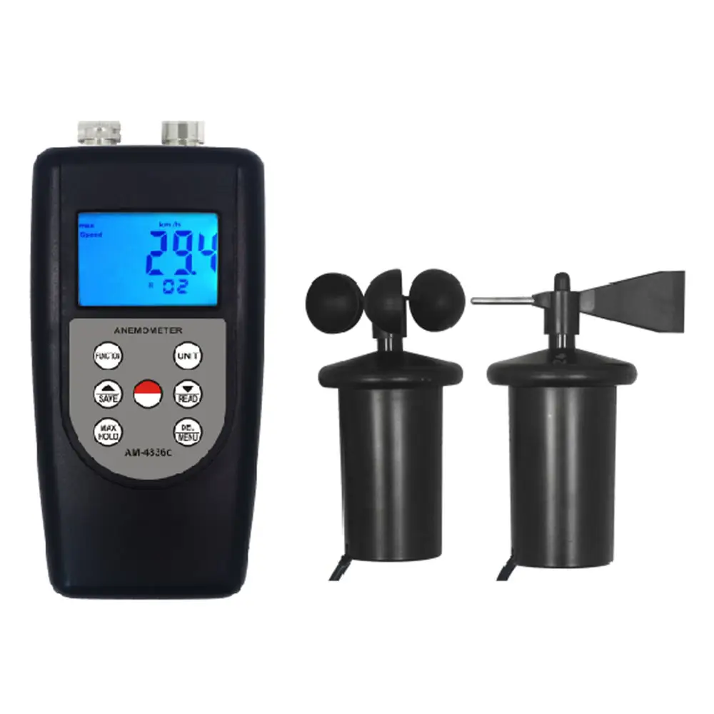 डिजिटल 3 कप Anemometer AM-4836C पवन गति मीटर के साथ 24 datas के समूहों भंडारण