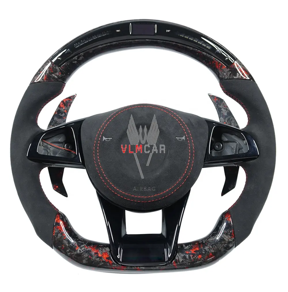 custom Benz carbon fiber steering wheel alcantara leather steering wheel for Benz W205 C63 AMG W213 E63 G63 GLS63S GLA45 A45