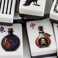 Juego de Mahjong Acrílico con Temática de Brujería, con Bola de Cristal, Botella de Poción y Telaraña, para Fiestas y Entretenimiento