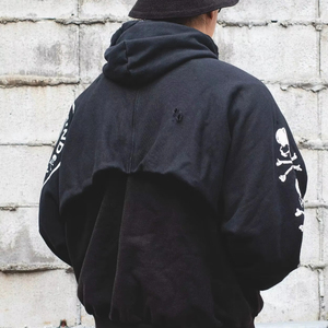 Sudadera con Capucha de Algodón Puro con Cremallera, Diseño de Calavera GR, Bordado y Estampado, Estilo Desgastado, de Marca Coreana de Moda - Product Image 1