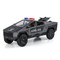 Voiture de police Cyber Pickup Truck en alliage moulé sous pression à l'échelle 1:24 avec moto, fonction de recul