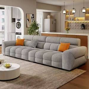 Sofá Seccional Moderno de Chenilla con Respaldo Acolchado y Brazos Tapizados, Mueble de Sala de Estar en Color Beige - Product Image 2