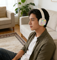 Headphone LED RGB, Headset Over-Ear dengan Pengisian Daya Tipe-C dan Bantalan Telinga Lembut Berbahan Memory Foam, Menerima Grosir & OEM ODM