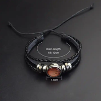 Bracelet en cuir tressé noir avec perles, drapeau national, ajustable, bijoux africains, souvenirs