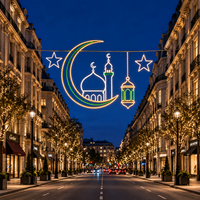 Guirlande lumineuse LED à haute efficacité pour Ramadan, motif croissant de mosquée, cadre en aluminium, pour éclairage de rue, IP65 CE