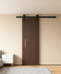 Porte de grange intérieure en bois massif imperméable à l'eau de quincaillerie noire en cristal de carbone pour les maisons de construction nouvellement fabriquées - Product Image 1