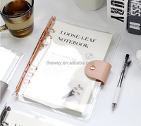Carnet de notes A5 en PVC, spirale simple, couverture transparente rose doré, 90 feuilles