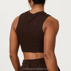 Nuovo commercio all'ingrosso moda personalizzata 95% cotone 5% Spandex semplice allenamento atletico palestra Fitness donna canotta corta - Product Image 6