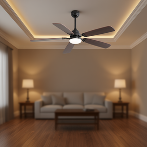 Ventilateur de plafond 52 pouces, 5 pales, moteur DC, télécommande, lumière LED, style traditionnel intérieur, 6 vitesses, intensité réglable - Product Image 2