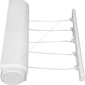 Vente en gros de séchoir à linge rétractable à 4 lignes avec cintre, fixation murale - Product Image 5