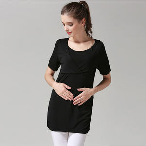 Verano Modal mujeres embarazadas Top manga corta <span class=keywords><strong>Camiseta</strong></span> de <span class=keywords><strong>lactancia</strong></span> Tops de <span class=keywords><strong>lactancia</strong></span> para ropa de maternidad - Product Image 5