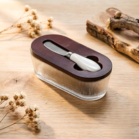 Pot à beurre en verre hermétique avec couvercle et spatule, ovale, pour le stockage du fromage à la maison