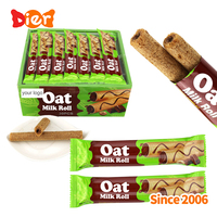 Vente en gros de bonbons Marque privée personnalisée Biscuits halal croustillants Bâton Avoine Lait Chocolat Rouleau Soufflé Gaufrette Biscuit OEM/ODM