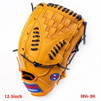 Guantes de Béisbol al por Mayor, Guantes de Entrenamiento de PU, Guantes Amarillos con Absorción de Impactos para Receptor, Guantes de Softbol para Outfield de 12.5 Pulgadas