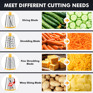 Trituratore Rotante Manuale in Acciaio Inox per Uso in Cucina Grattugia Formaggio Verdure Noci Taglia Verdure con Base a Ventosa Lavabile in Lavastoviglie - Product Image 3