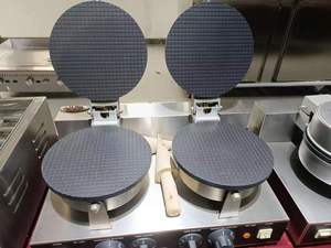 Machine à gaufres électriques professionnelles double tête OUTE pour cornets de crème glacée, avec plaques antiadhésives, idéale pour les snacks et les cafés - Product Image 3