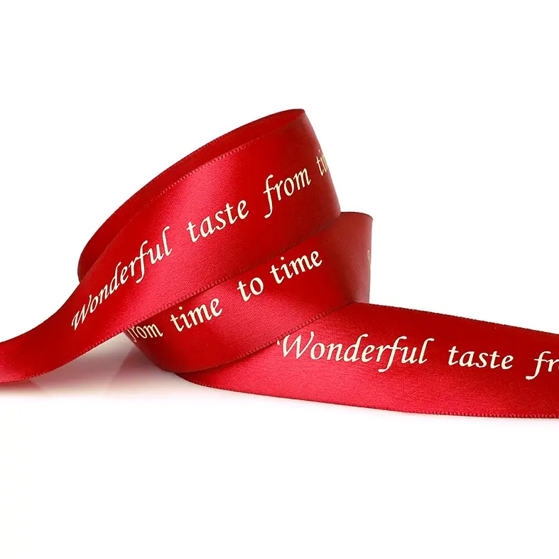 Hot bán polyester ribbon với logo cho món quà gói lễ kỷ niệm Lá Kim Cương in satin Ribbon cho gói