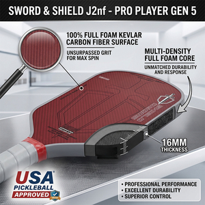 Pala de Pickleball J2nf de 16 mm de Alta Calidad, Sword & <span class=keywords><strong>Shield</strong></span>, para Jugadores Profesionales, Gen 5, Multidensidad, 100% Espuma, Superficie de Fibra de Carbono Kevlar - Product Image 2