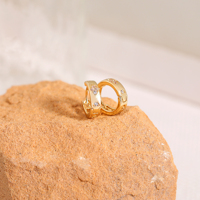 Nouveau design, accessoires de boucles d'oreilles créoles en laiton et zircon, plaqués or 18 carats, abordables et charmants, pour bijoux de fiançailles tendance