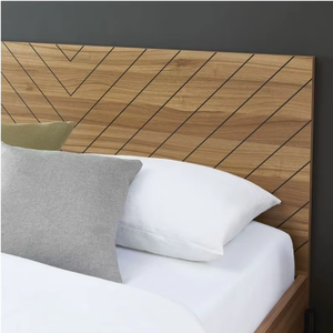 Cadre de <span class=keywords><strong>lit</strong></span> <span class=keywords><strong>en</strong></span> bois pour <span class=keywords><strong>lit</strong></span> queen-size, tête de <span class=keywords><strong>lit</strong></span> avec panneaux <span class=keywords><strong>en</strong></span> chevron inclinés, pieds <span class=keywords><strong>en</strong></span> métal noir, rangement durable, minimaliste, écologique, pour chambre à coucher - Product Image 4