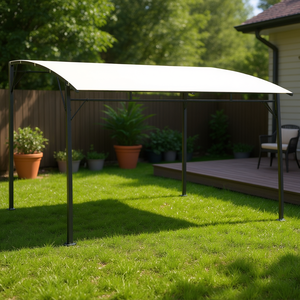 Toldo de Jardín Color Crema, 118.1x118.1x100.4 Pulgadas, Estructura Metálica, Cobertura para Exteriores, Sombra para Patio, Diseño Moderno - Product Image 2