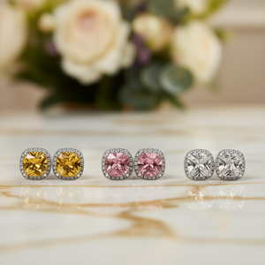 Boucles d'oreilles clous en citrine jaune E1048, serti géométrique, bijoux classiques en cristal pour femme - Product Image 2