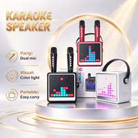 Enceinte Karaoké Portable Bluetooth HIFI Sans Fil avec 2 Micros Intégrés et LED Colorées pour Fêtes d'Anniversaire 929