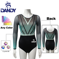Vente en gros de justaucorps de gymnastique à manches longues en tissu Mystique justaucorps à strass nouveau design