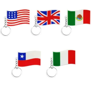 Factory Direct Custom National Flags Wholesale Silicone Key Ring 2D Rubber Key Chain Soft PVC Keychain