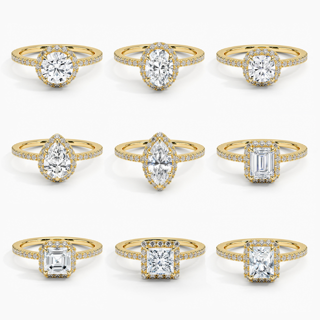 Abiding Factory Hot Sale Customize Engagement Ring Moissanite Various Cut Solid 9K 10K 14K 18K Gold Diamond Ring
