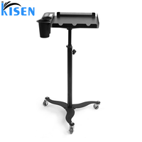 Kisen prix bon marché coiffure plateau d'organisation intelligent mobile pliant en acier inoxydable Beautyshop chariot à plateau d'extension de cheveux